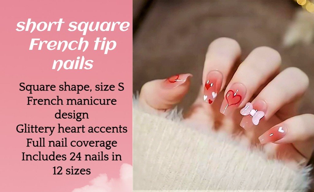 short square french tip nails